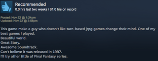 Illustration for article titled Final Fantasy VII, As Told By Steam Reviews